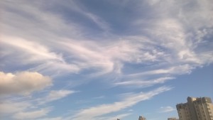 The sky above an apartment building