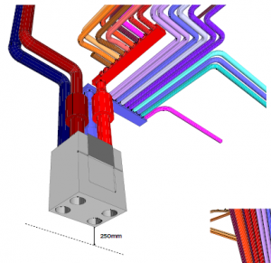 Typical 3D image of an MVHR system with ducting and manifolds