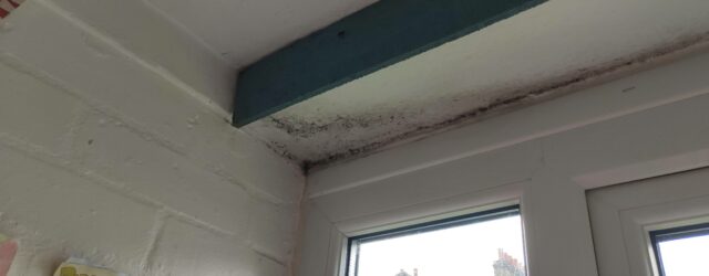 Mould in a classroom of a school near the window frame