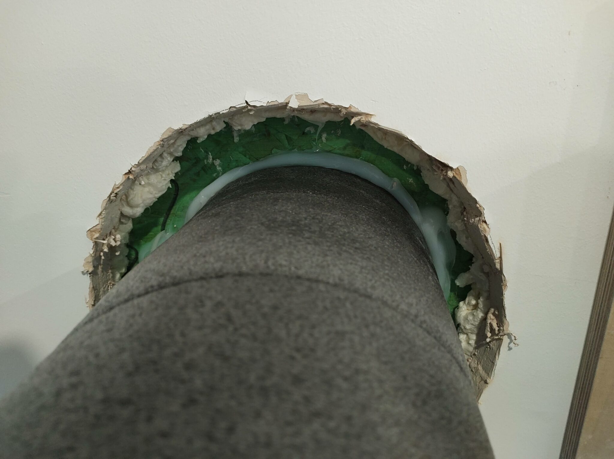 An external pre-insulated MVHR duct sealed with airtightness tape