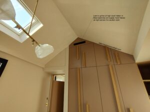 MVHR supply air lamina grilles fitted high level in fitted wardrobes vaulted ceiling